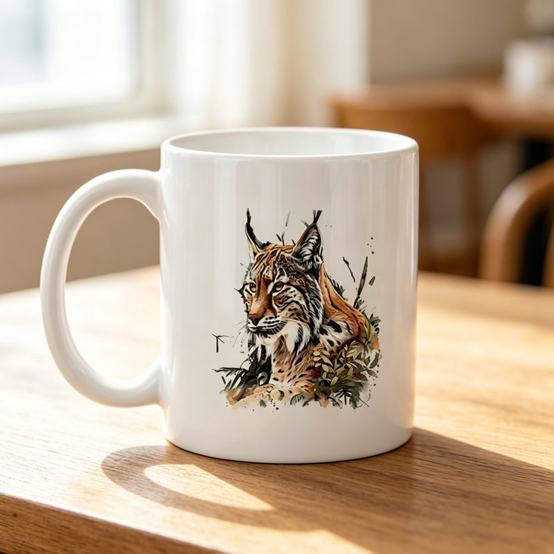 1pc Novelty Lynx Wildcat Mug, Coffee Cup, Juice Cup, Fun Gift.
