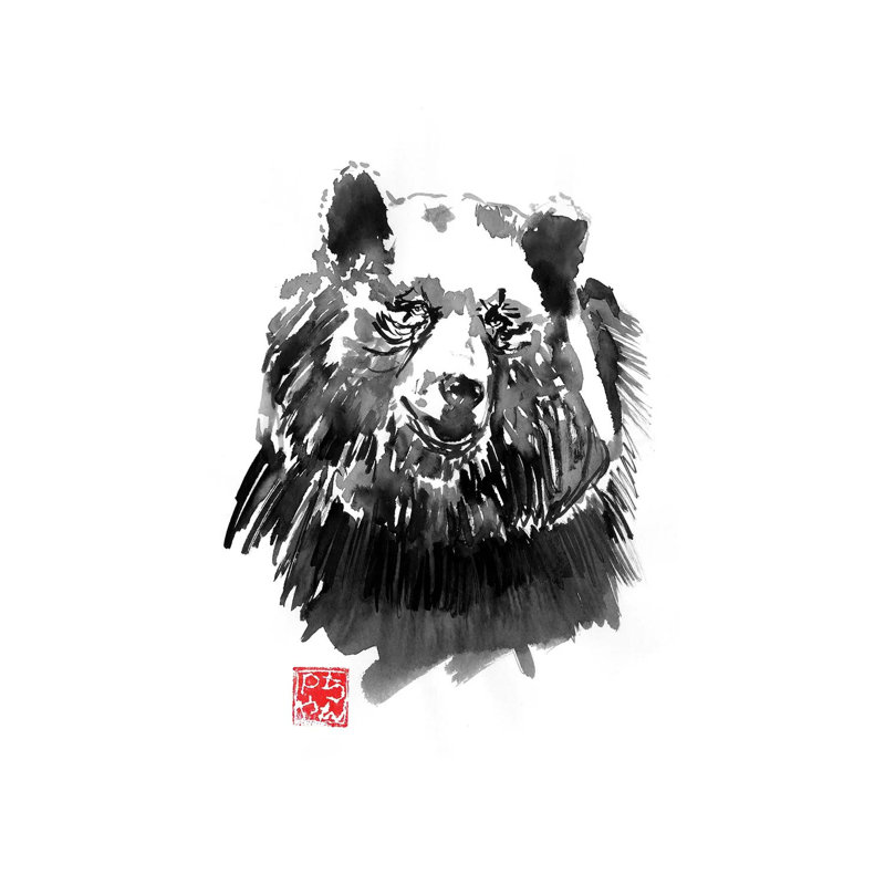 Bear by Péchane - Painting on Canvas, 20.32 cm H x 30.48 cm W, Wrapped Canvas