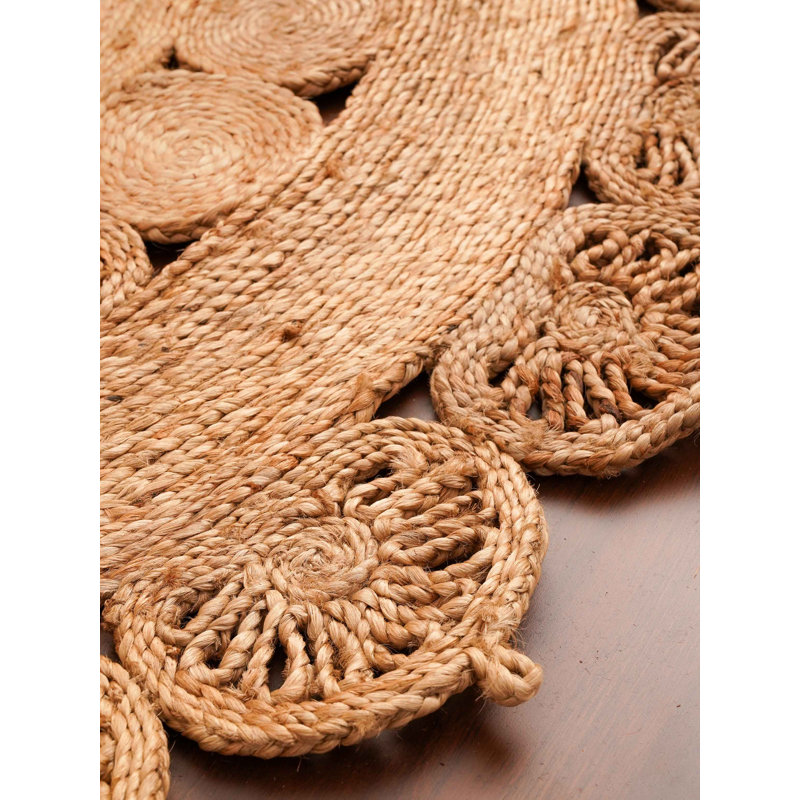 Hand Woven Jute Eco-Friendly Solid Area Rugs - 4' x 4', Round, Beige Color, Oriental Design, Low Pile, Natural Fiber, Outdoor Indoor Handmade Area Rugs for Living Room, Bed Room