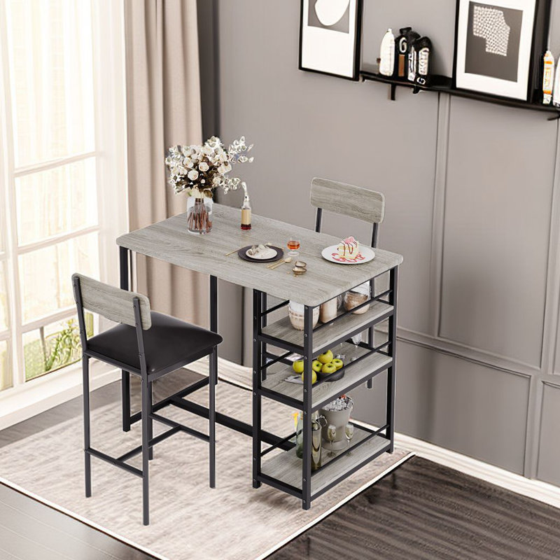 Duschko 2 - Person Four Leg Dining Set, Gray