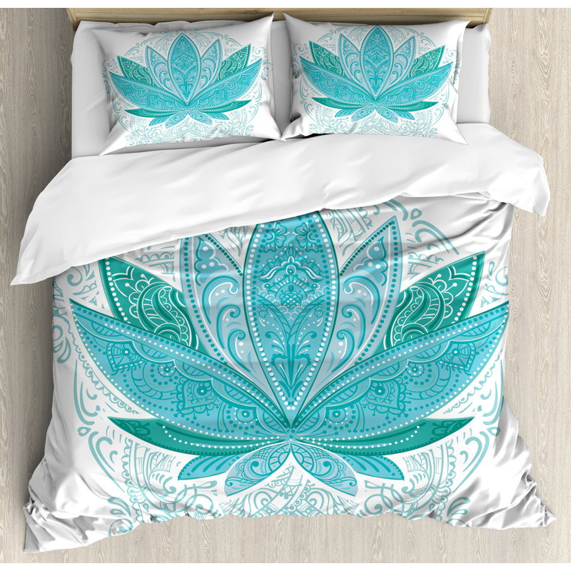Lotus Flower Eclectic Polyester Duvet Cover, King