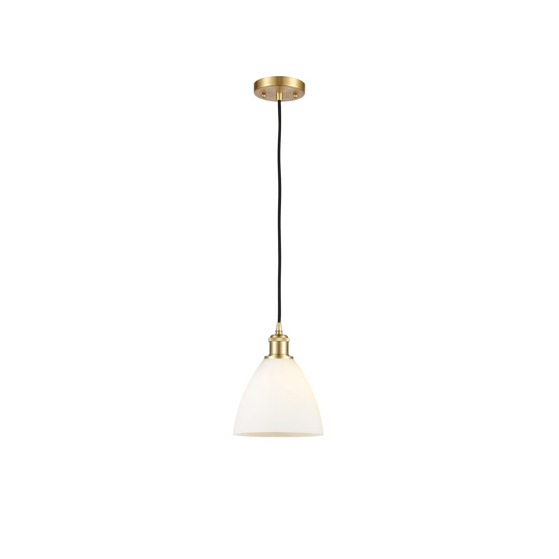 Haruka 1 - Light Single Pendant, White, 11.25" H x 7.5" W x 7.5" D, Satin Gold