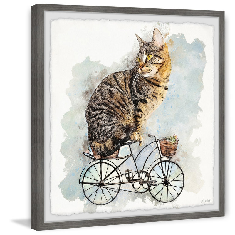 Cat On A Bike Ride by Marmont Hill - Single Picture Frame Painting, 51cm H x 51cm W