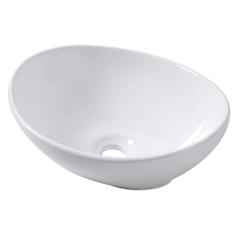 Dcolora 13'' White Ceramic Oval Bathroom Sink