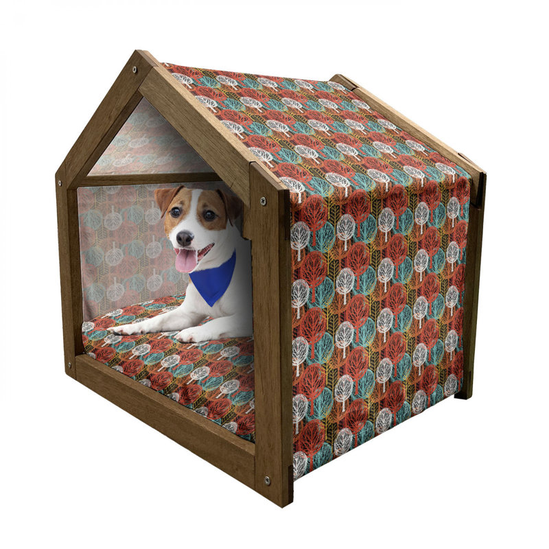 Niche pour chien en bois orange, H 32,28 po x l 39,37 po x P 28,35 po