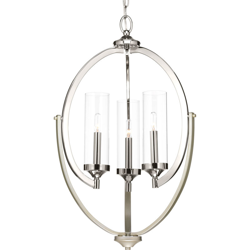 Lustre géométrique unique à 3 lumières Zaleski, Nickel poli