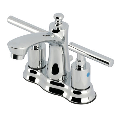 Kingston Brass Manhattan Two-Handle 3-Hole Deck Mount 4" Centerset Bathroom Faucet with Pop-Up Drain
