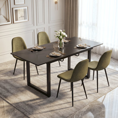 Modern 55.1"-70.9" Extendable 5-Piece Dining Set with Upholstered Chairs