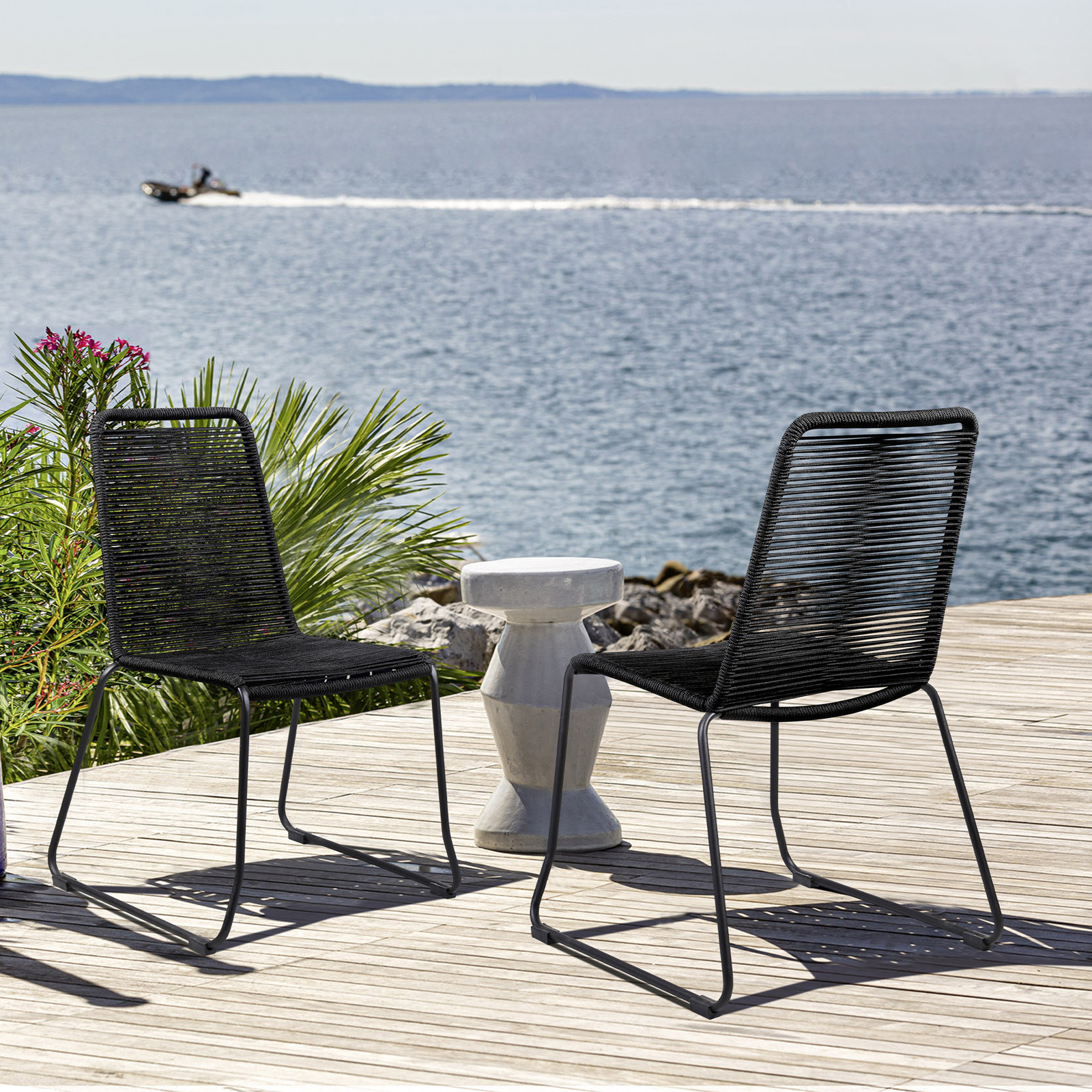 Camberlynn Stackable Patio Side Chair, Black