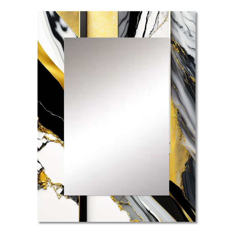 Abstrait géométrique géométrique gris marbre II - miroir mural moderne unique, art imprimé en métal, 32 po x 24 po