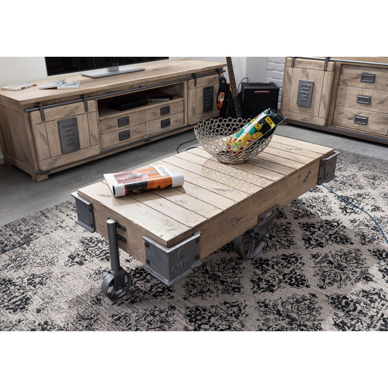 Railway Trestle Coffee Table, Tan, Grey