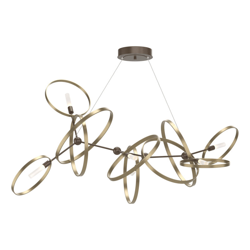 Lustre géométrique unique à 6 lumières Celesse, Bronze, Or doux
