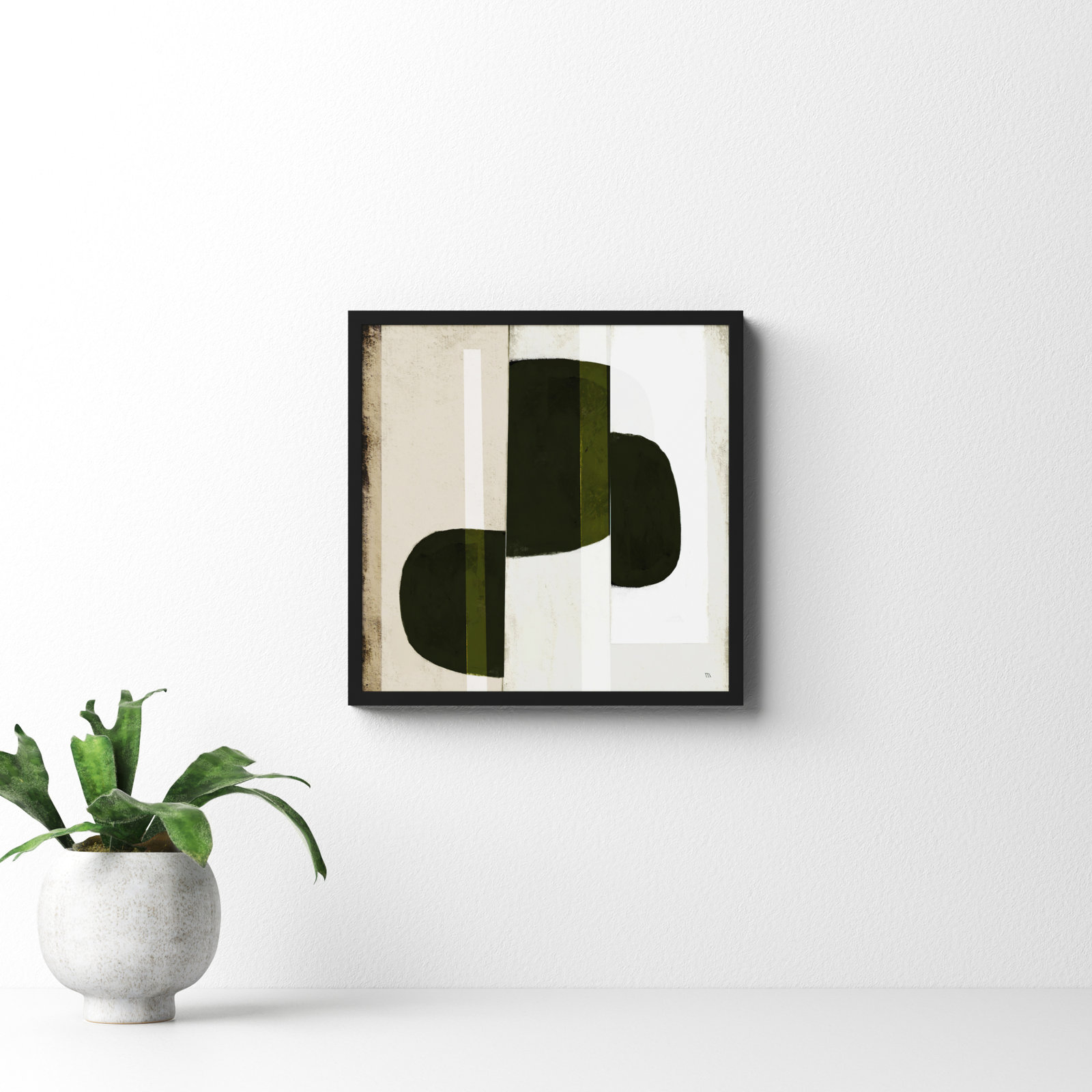 Collage 2 Painting, Black Framed Paper, 16" H x 16" W x 1.25" D