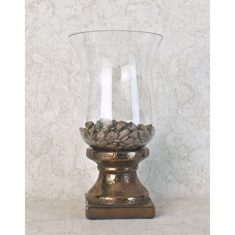 Ouragan de table en pierre, H 20 po x l 10,7 po x P 10,7 po, Bronze