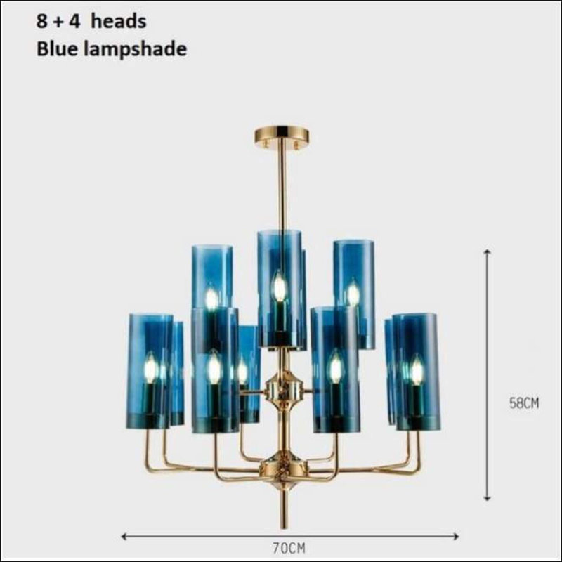 Luminaire suspendu de style bougie Danterrius, Bleu, H 16,5 po x l 19,7 po, 6