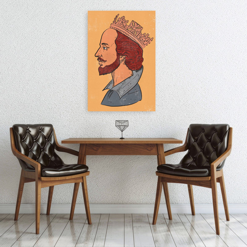 «Crowned Shakespeare Profile», art abstrait rétro, 36" H x 24" W