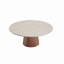 Table basse ronde en travertin moderne avec piédestal en bois massif-1068650550-1068650549