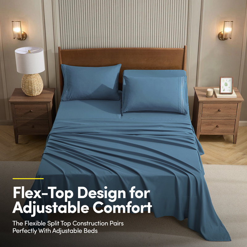 Ensemble de draps luxueux en microfibre 1800, Denim, Très grand séparé