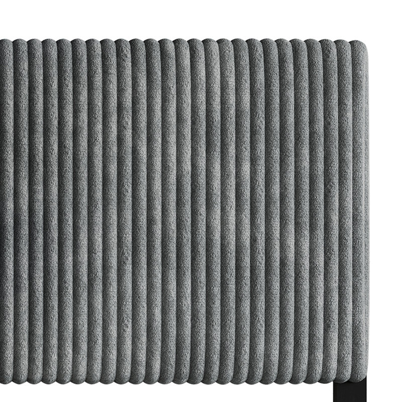 Tête de lit tapissier en velours Natusuko, Gris, Complet/Double