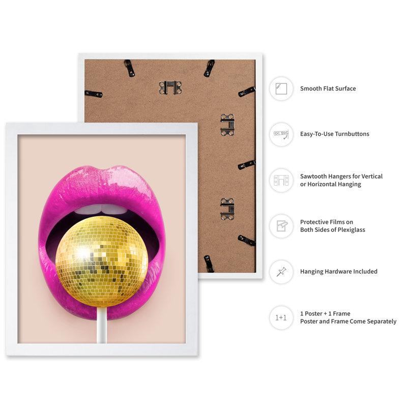 Boule à facettes disco No1, Poster, 18"H x 24"W, White Framed