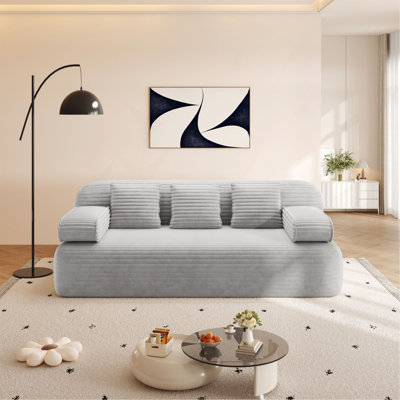 Canapé sans cadre 78,7 po, canapé-lit convertible 2-en-1 avec 3 coussins - tissu velours côtelé moelleux, canapé 3 places multifonctionnel pour les petits espaces, les appartements et les chambres