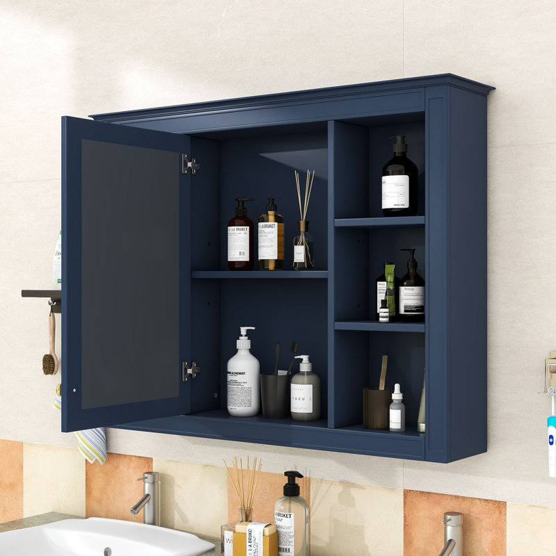 Armoire à pharmacie murale avec porte miroir réfléchissante et tablettes pour le rangement de la salle de bain