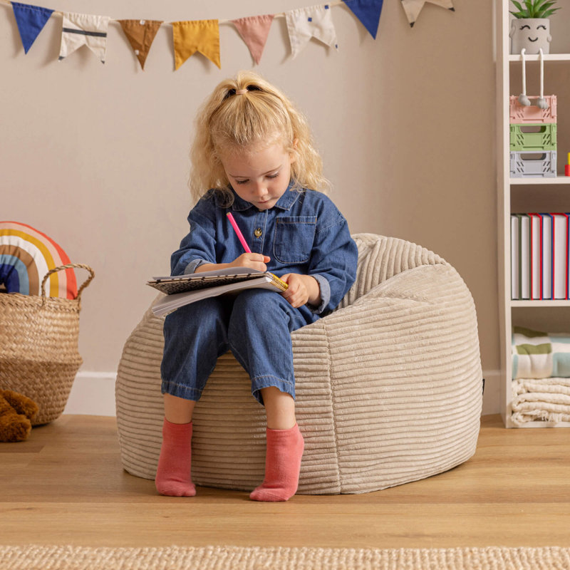 icon Kids Kingston Cord Classic Bean Bag and Mini Square Footstool, Terracotta, Stone