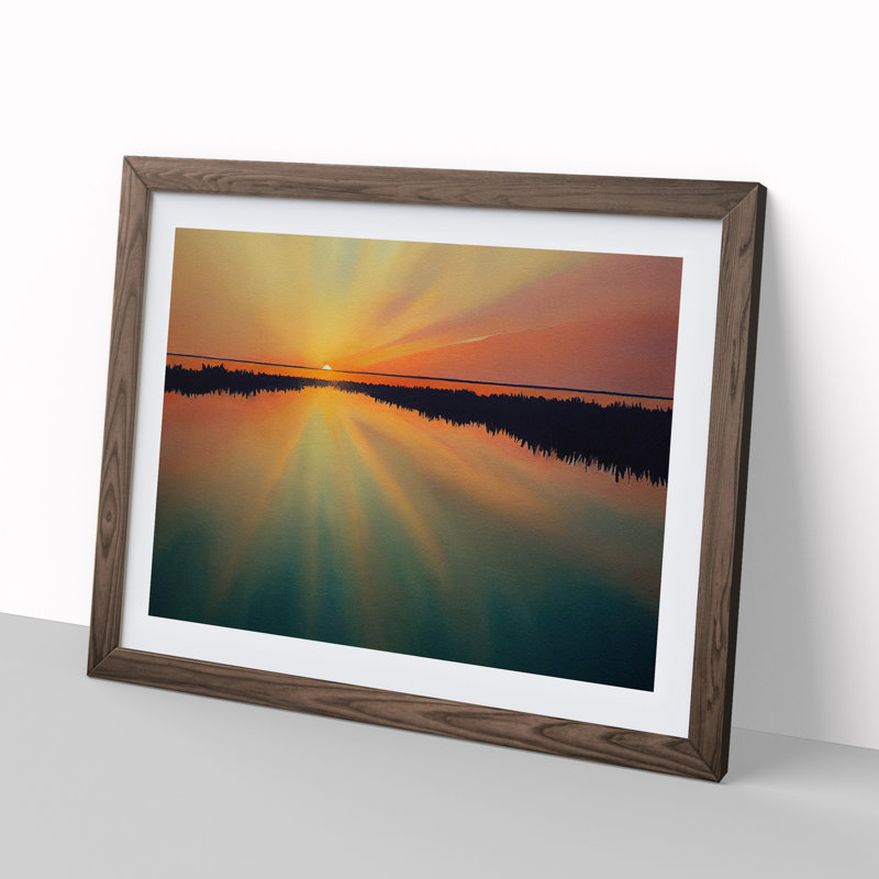 Watercolour Sunrise 1 Piece Single Picture Frame Wall Art, 25cm H x 34cm W, Walnut