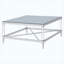 Table basse moderne carrée en acrylique trempé à miroir chromé, table de salon glamour