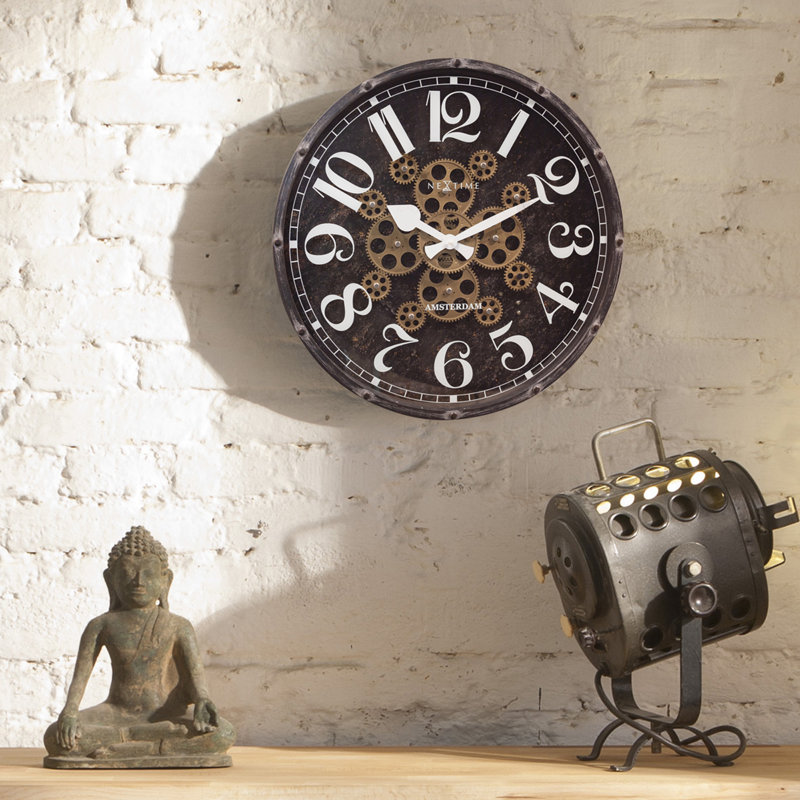 Henry Metal Wall Clock, Brown/White