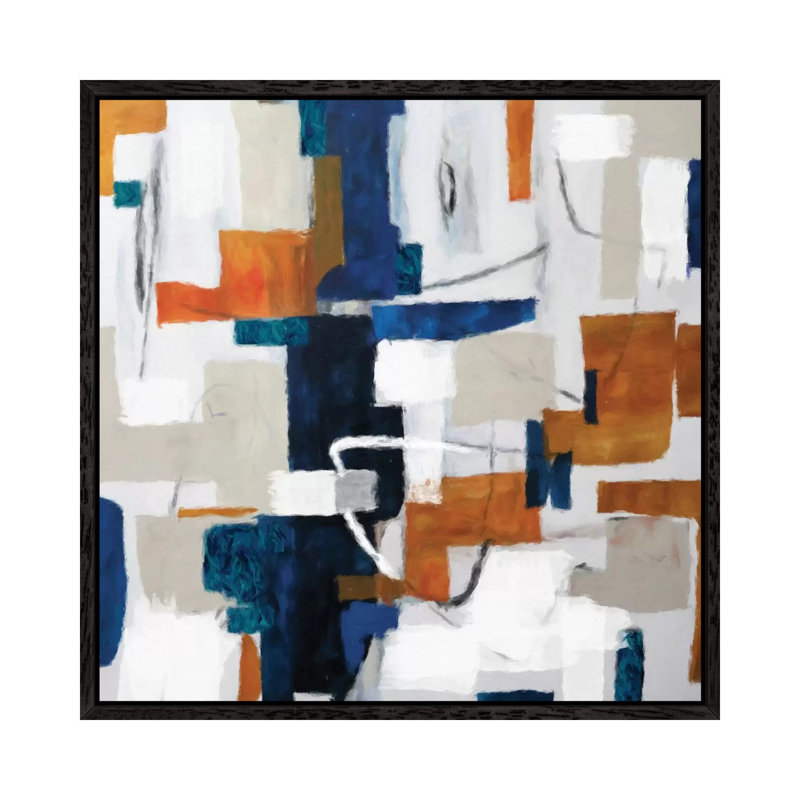 Alegra VII by Radiana Christova - Painting on Canvas, Black Framed, 45.72 cm H x 45.72 cm W