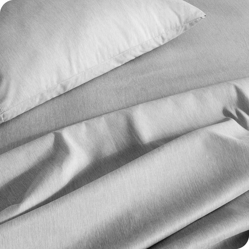 Ensemble de draps en microfibre Bare Home, Ensemble de draps pour lit double TG + 1 drap-hous, Gris anthracite chiné