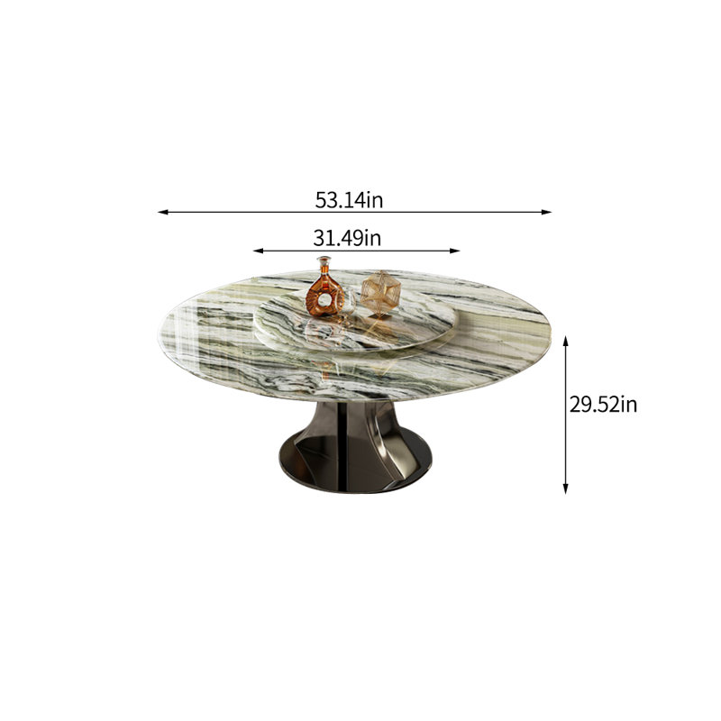 Modern Luxury Marble Round Dining Table, 29.52"H x 53.14"L x 53.14"W