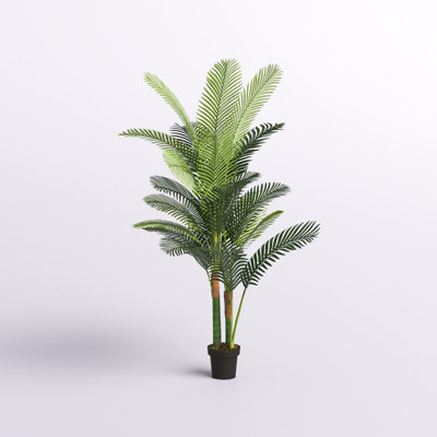 75'' Artificial Areca Palm Plant for Living Area with Plastic Pot by Freeport Park