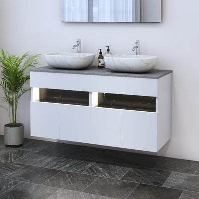 Meuble-lavabo double 47,2 po avec comptoir Lieke