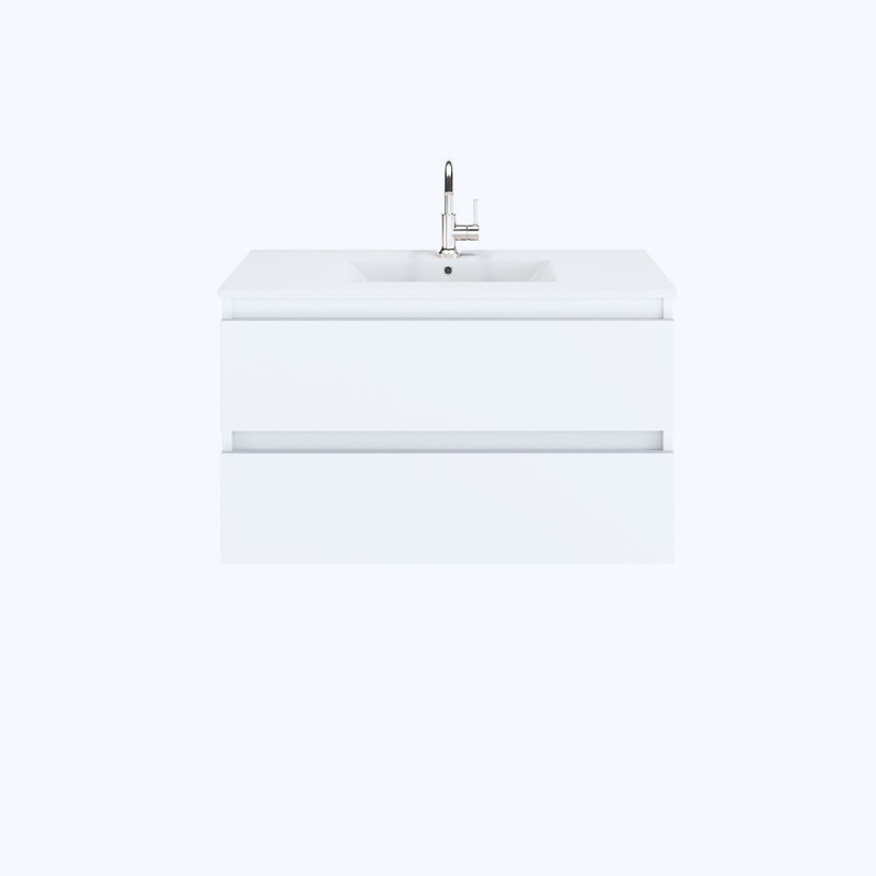 Salt 36'' Single Bathroom Vanity with Resin Top, White