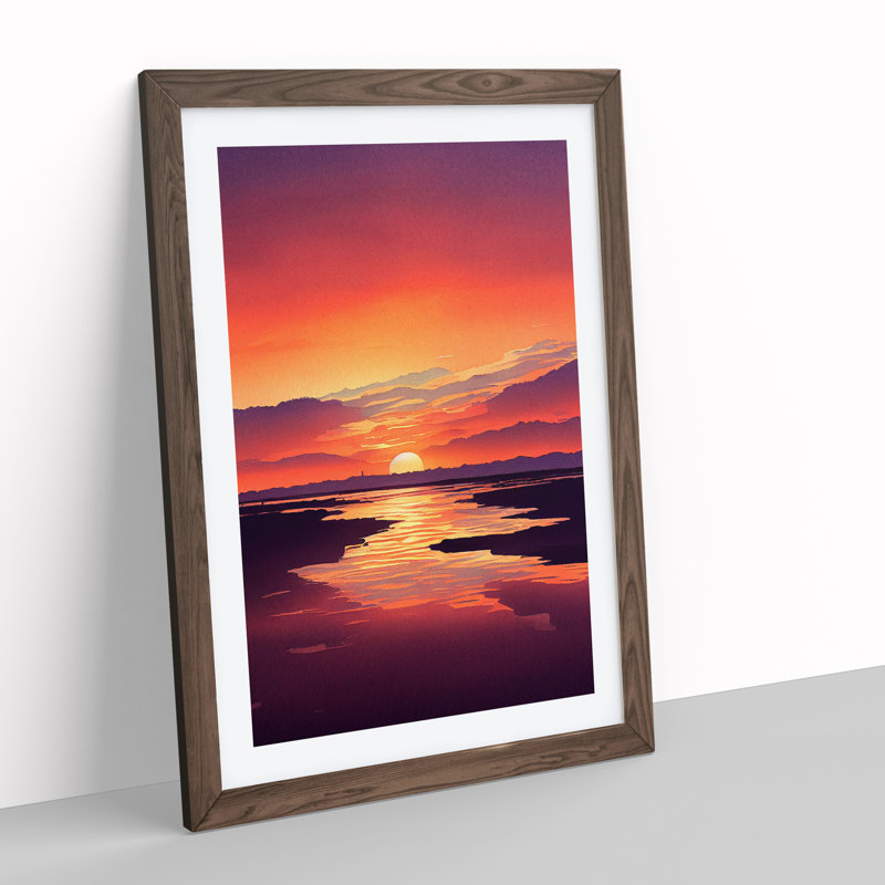 Alluring Sunset - Wall Art, 66cm H x 48cm W, Walnut Picture Frame, White