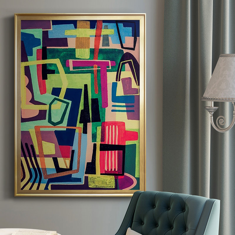 Connected Colours I - Picture Frame Print, Gold, 42.5" H x 30.5" W x 1" D, No Mat