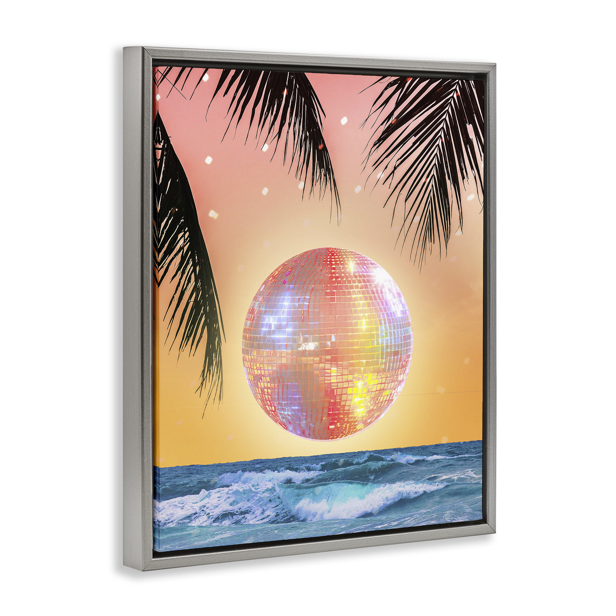 Disco Sticker Frame George Oliver Tropical Disco Sunset Floating Frame, design by Lil' Rue ...