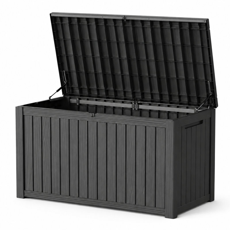 180 Gallon Large Lockable Resin Deck Box, Black