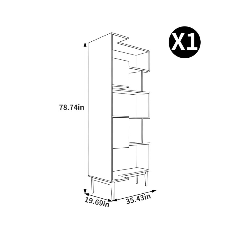 Italian style corner solid wood bookcase