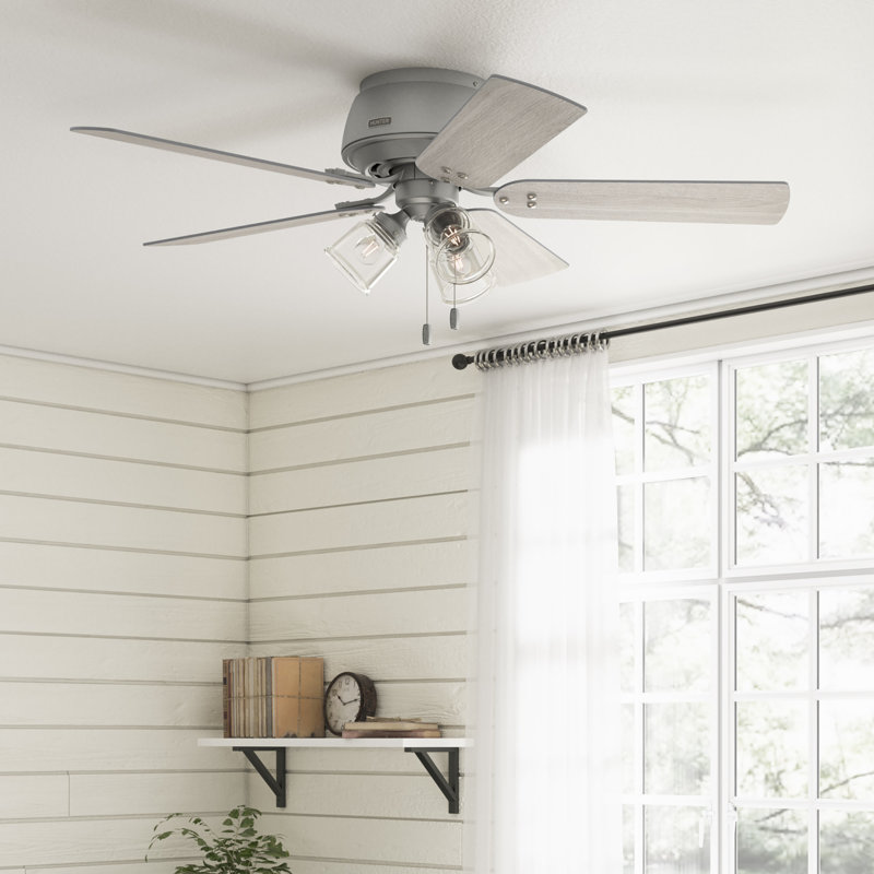 Shady Grove 52" 5 - Blade Ceiling Fan With Lights And Pull Chain, Matte Silver