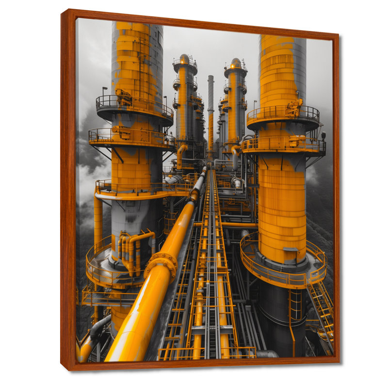 Shaver - Factories, art mural, Toile avec cadre flottant brun, H 20 po x l 12 po x P 1 po
