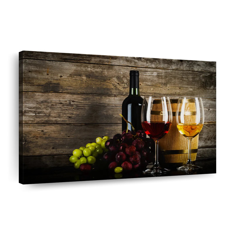Raisins et vin sur toile, H 8 po x l 12 po x P 1 po