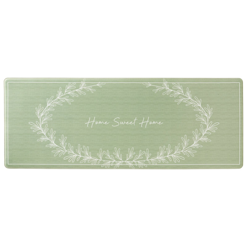 MARTHA STEWART Bloomfield Home Sweet Home Leaf Frame Kitchen Mat Blue 18"x30", Runner 1'6" x 4', Green