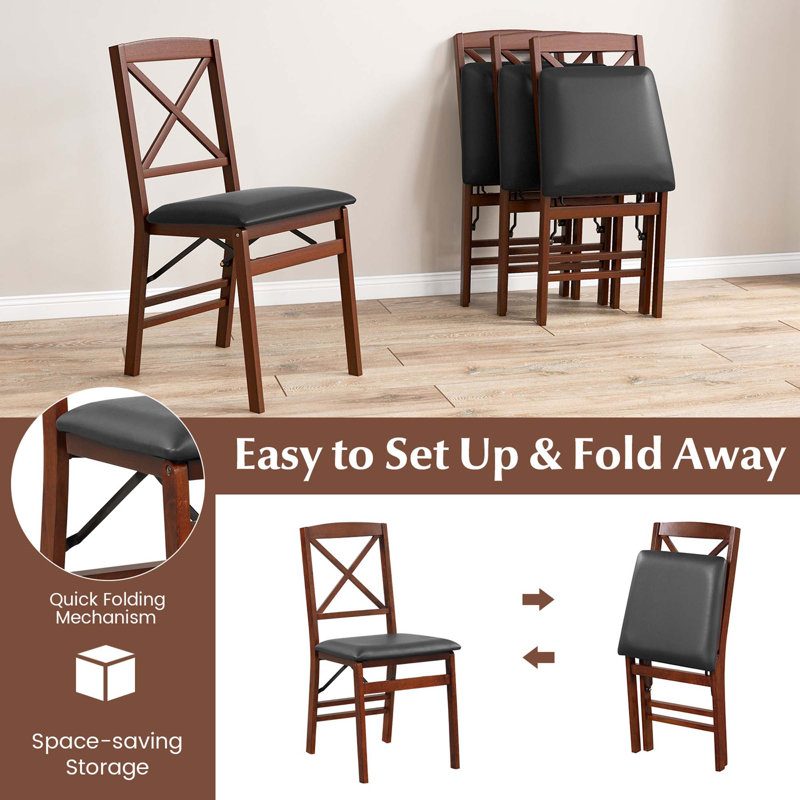 Argante PU Leather Padded Folding Dining Chairs Folding Chair Set