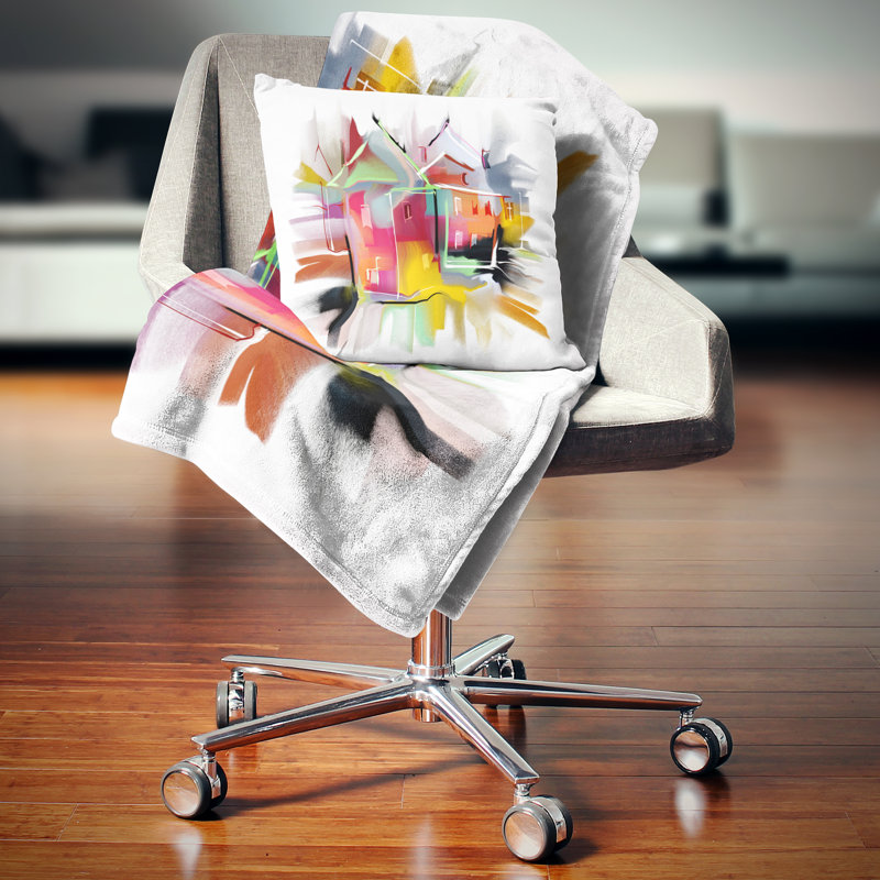 Édifice - Coussin imprimé abstrait, 16 po x 1 po, Coussin décoratif
