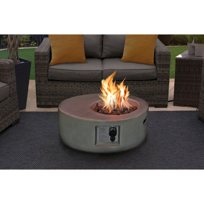 Verlie Polyresin Propane Fire Pit, Dark Grey