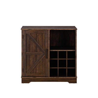 Wine Bar Cabinet, Wine Cabinet With 2 Big Storage Spaces, 9 Bottle Wine Rack, Adjustable Shelves,Espresso