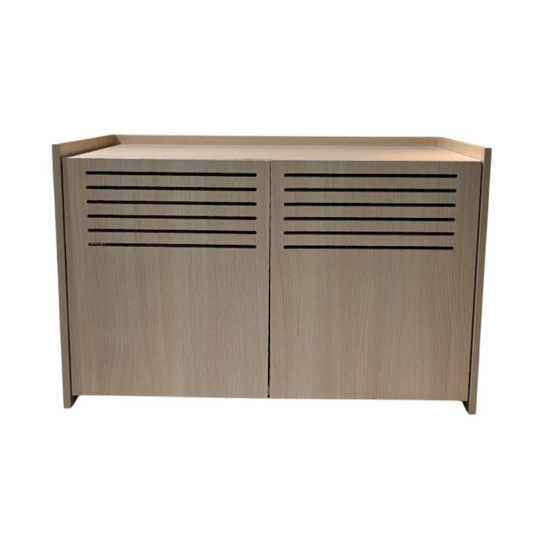 Modern Wooden Cat House with Scratching Pad and Hidden Litter Box